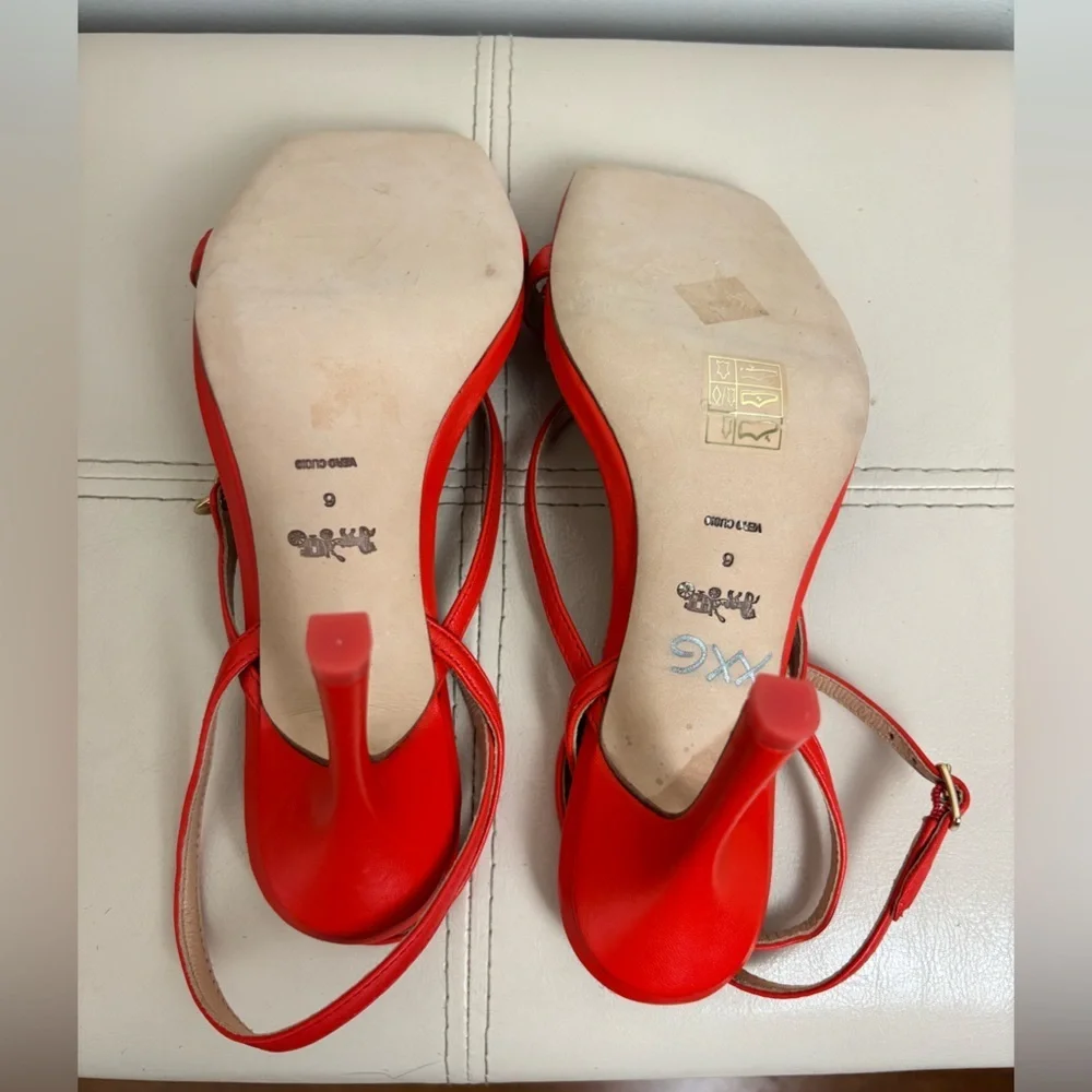 Coach Women's Kaia Leather Sandal In Red Orange Size 6 NWOT